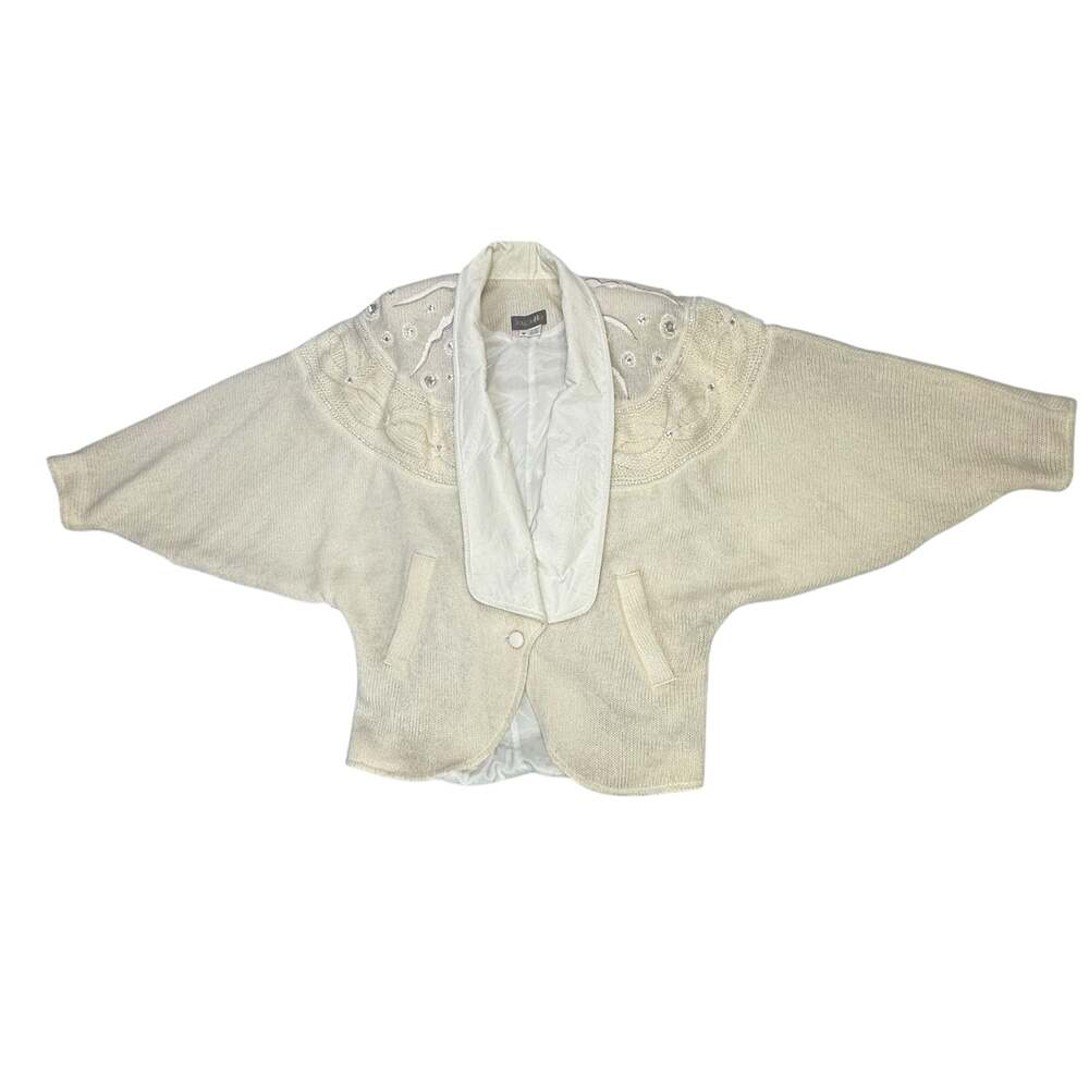 Vintage Joseph Ho Embellished Batwing Knit Cardigan Jacket Size M